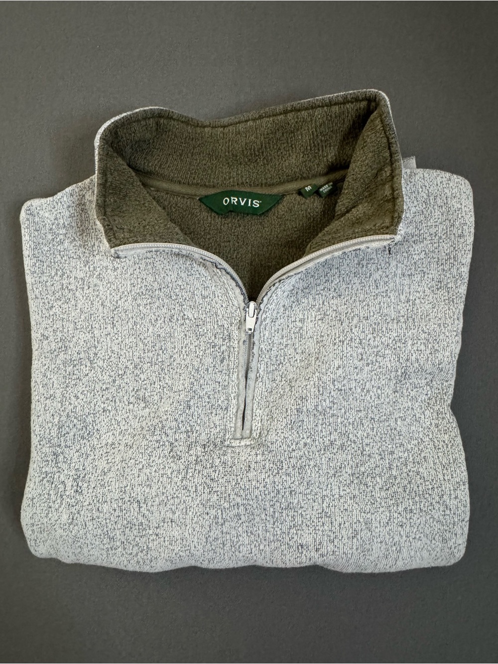 Orvis Men's Quarter-Zip Pullover Sweater | Distressed Gray | Long Sleeve | Med